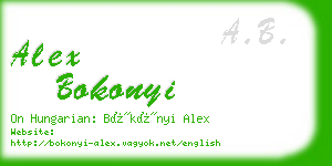 alex bokonyi business card
